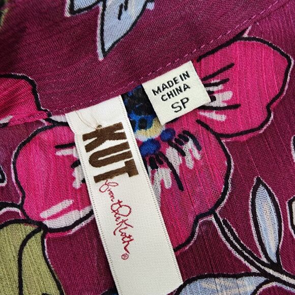 Kut from the kloth Shirt Women's Small Petite Jasmine Chiffon Button-Up Floral - Picture 8 of 11